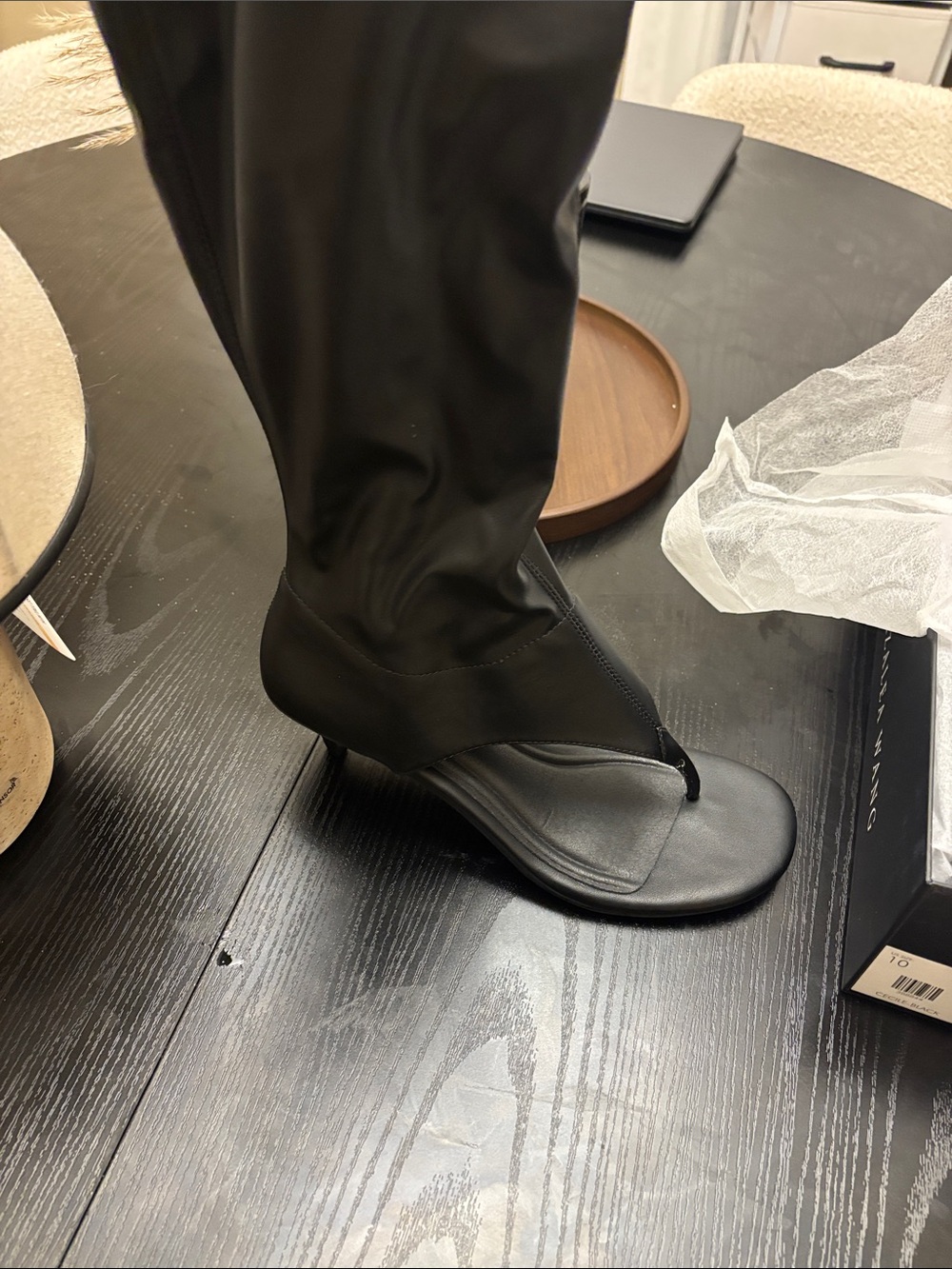 Black Over-the-Knee Thong-Kit Heel Boot